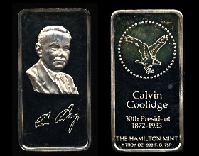 HAM-262 (1975) Calvin Coolidge 1872 - 1933 Silver Artbar