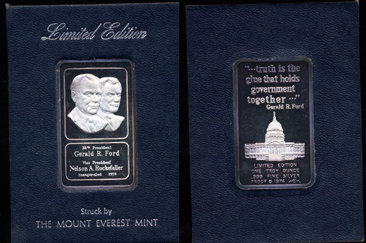 MEM-95 Gerald Ford & Nelson Rockefeller Silver Artbar Original packaging