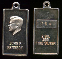 John F. Kennedy 2 Gram Pendant Serial # 07544