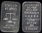 ASBE-5GR United States Silver Trade Unit.999 Fine Silver Artbar