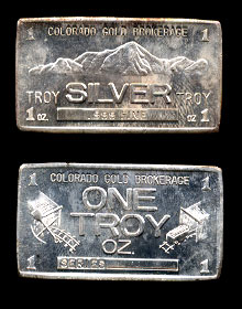 CGB-1V (1986) Colorado Gold Brokerage Silver Artbar
