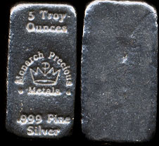 Monarch Precious Metals .999 Fine Silver 5 Ounce Poured Ingot
