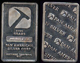 NWT-5Gr Pan American Silver Corp 5 Grams.999 Fine Silver Artbar