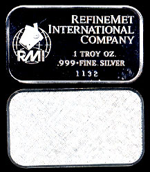 RMI-1 (1985) RefineMet International Co. Silver Artbar