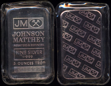 Johnson Matthey .999 Fine Silver 5 Ounce