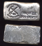 Prospector's G & G Hand Poured 1 Troy Ounce .999 Fine Silver Loaf Ingot