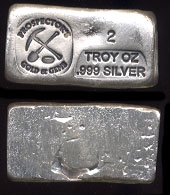 Prospector's G & G Hand Poured 2 Troy Ounces .999 Fine Silver Loaf ingot