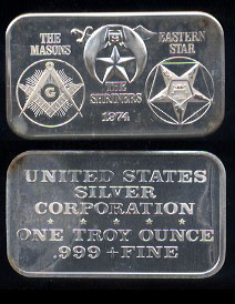 USSC-200 (1974) The Masons, Shriners, & Eastern Star Silver Artbar
