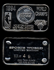 SW-6 1994 NBA Championship Silver Bar