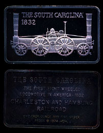 MEM-75 1832 The South Carolina Locomotive Silver Art barMEM-75 1832 The South Carolina Locomotive Silver Art bar