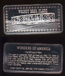 HAM-405 Wright Brother's Plane Silver Bar