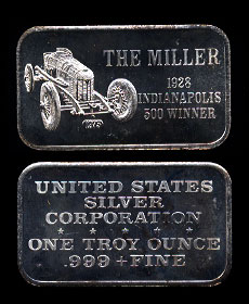 USSC-128V (1975) The Miller 1928 Indianapolis 500 Winner Silver Art Bar