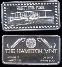 HAM-16 Wright Brother's Plane Silver Bar