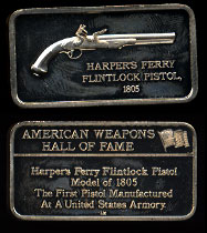 LIN-12  Harper's Ferry Flintlock Pistol Sterling Silver Artbar