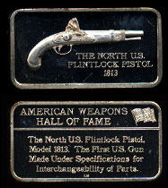 LIN-20  The North US Flintlock Pistol Sterling Silver Artbar