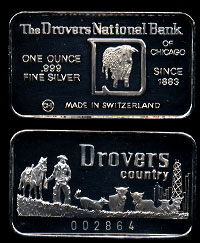 SWISS-11 (1974) The Drovers National Bank of Chicago Silver Artbar