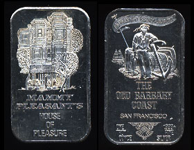 USSC-198A (1973) The Old Barbary Coast Mammy Pleasant's House of Pleasure Silver Artbar