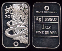   2013 Year of the Snake Rand Refinery 1 Oz. Fine Silver