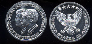 John F. and Robert F. Kennedy Conjoined Bust Proof Silver Medal