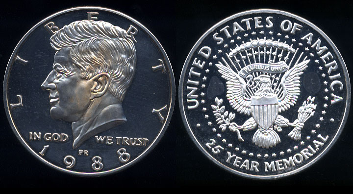 John F. Kennedy 1988, 25 Year Memorial One Pound Pure Silver (16 Ounces)