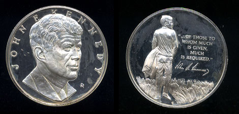 John F. Kennedy, Franklin Mint 1000 grains Sterling Silver